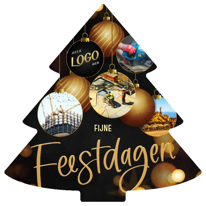 Moderne zakelijke kerstboom kaart kerstballen fotocollage - Zakelijke kerstkaarten Zakelijke kerstkaarten - Moderne zakelijke kerstboom kaart kerstballen fotocollage