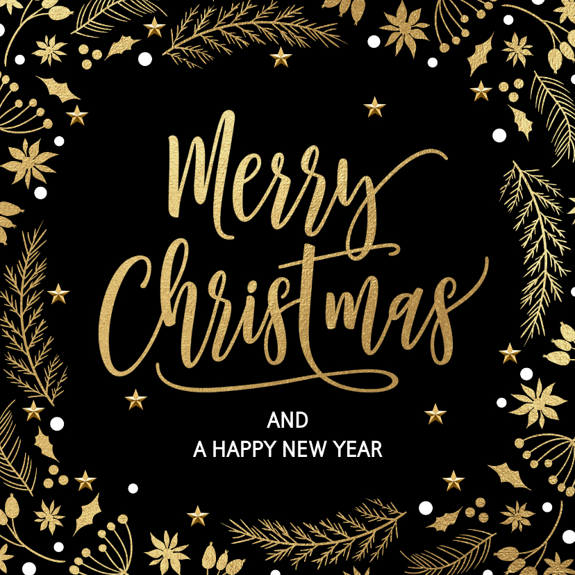 Moderne zakelijke kerstkaart goud met zwart - Zakelijke kerstkaarten Zakelijke kerstkaarten - Moderne zakelijke kerstkaart goud met zwart
