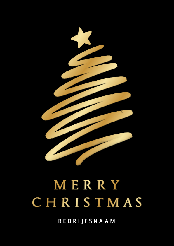 Moderne zakelijke kerstkaart met gouden kerstboom in verf - Zakelijke kerstkaarten Zakelijke kerstkaarten - Moderne zakelijke kerstkaart met gouden kerstboom in verf