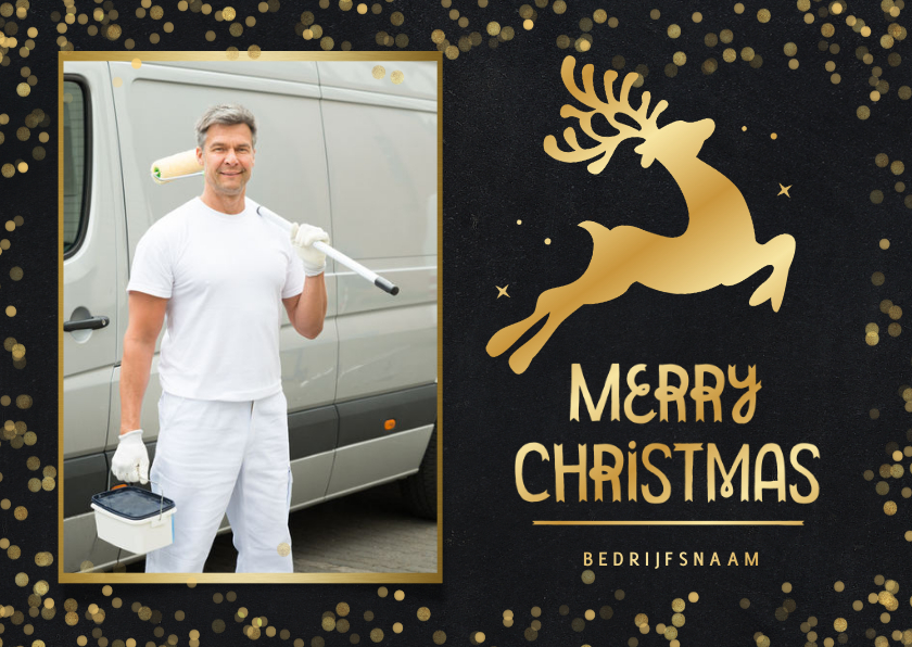Moderne zakelijke kerstkaart met silhouet rendier in goud - Zakelijke kerstkaarten Zakelijke kerstkaarten - Moderne zakelijke kerstkaart met silhouet rendier in goud