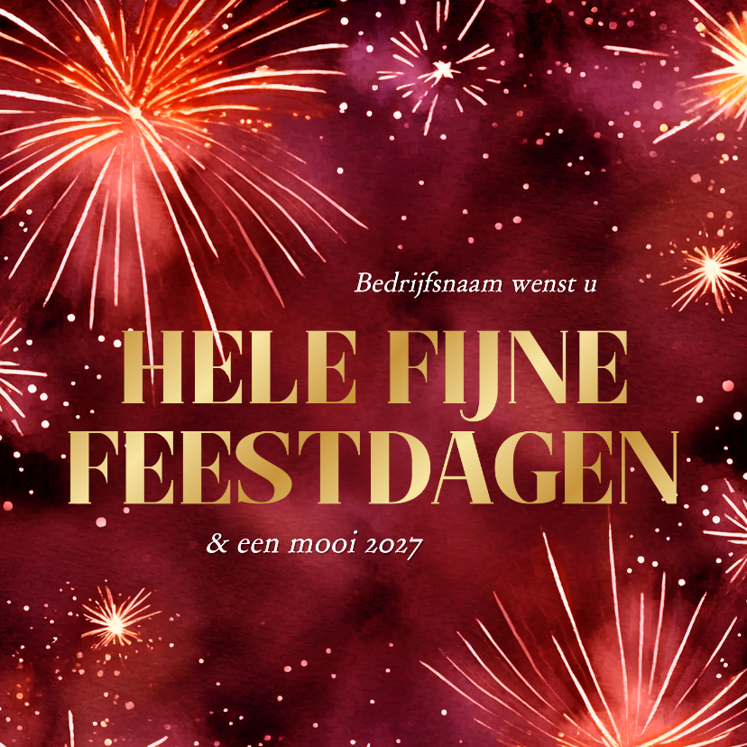 Mooie zakelijk kerstkaarten met rood vuurwerk en goudfolie - Zakelijke kerstkaarten Zakelijke kerstkaarten - Mooie zakelijk kerstkaarten met rood vuurwerk en goudfolie
