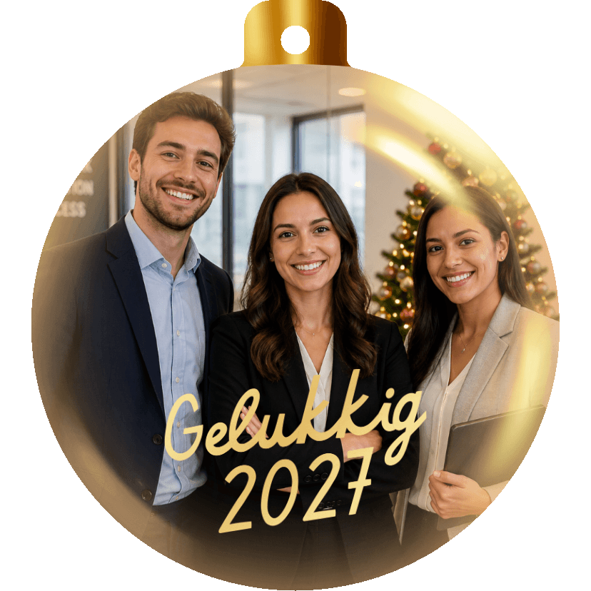 Zakelijke kerstkaarten - Originele zakelijke kerstbal kerstkaart met foto