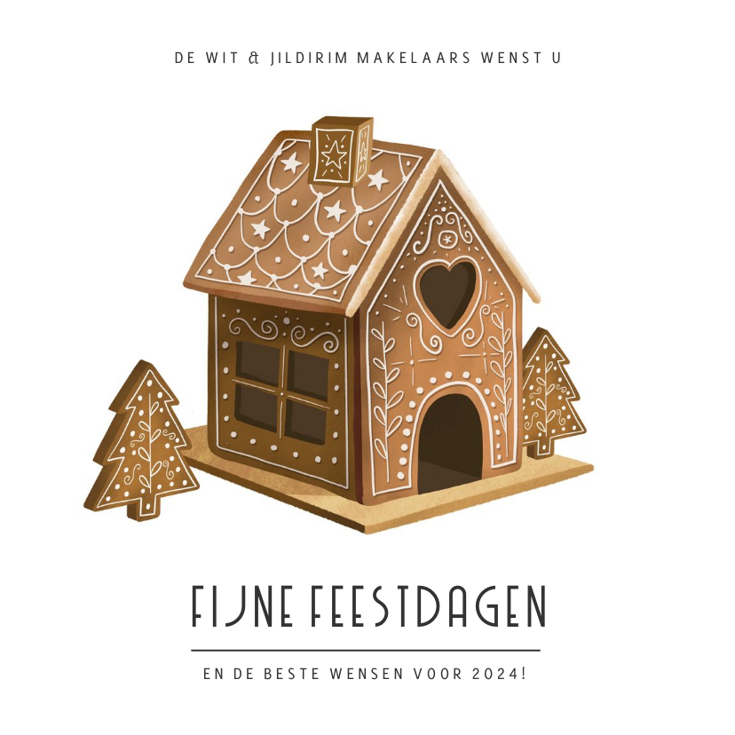 Originele zakelijke kerstkaart woonbranche met peperkoekhuis - Zakelijke kerstkaarten Zakelijke kerstkaarten - Originele zakelijke kerstkaart woonbranche met peperkoekhuis