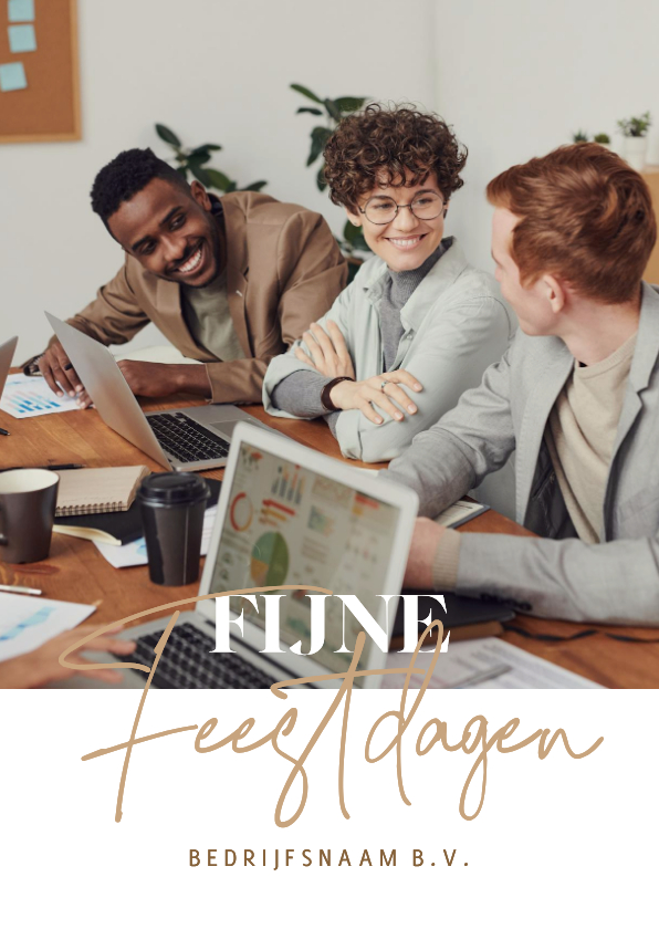 Zakelijke kerstkaarten - Simpele zakelijke kerstkaart 'Fijne Feestdagen' aanpasbaar