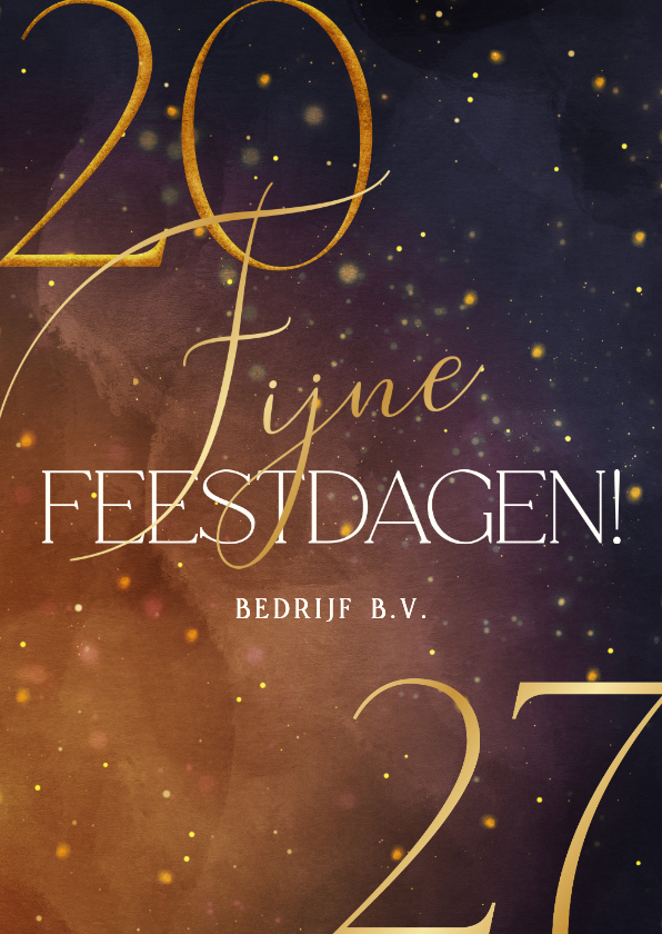 Sprankelende kerstkaart 2027 met goudaccenten - Zakelijke kerstkaarten Zakelijke kerstkaarten - Sprankelende kerstkaart 2027 met goudaccenten