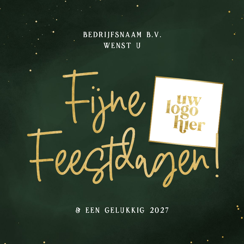 Stijlvol zakelijk kerstkaartje fijne feestdagen logo groen - Zakelijke kerstkaarten Zakelijke kerstkaarten - Stijlvol zakelijk kerstkaartje fijne feestdagen logo groen