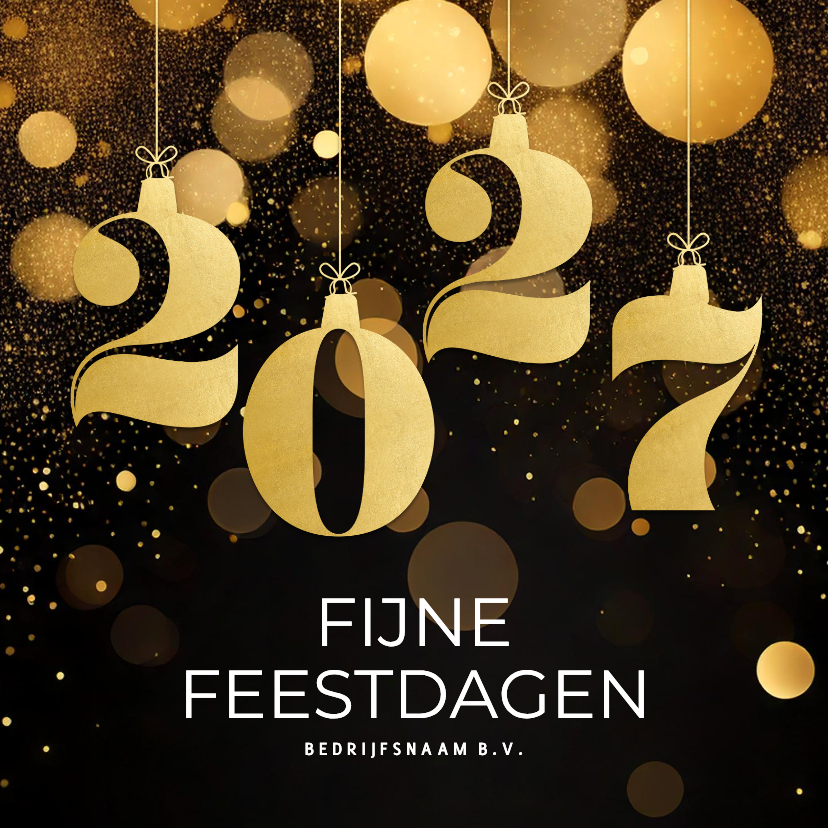 Zakelijke kerstkaarten - Stijlvol zakelijk kerstkaartje zwart met 2027 goud