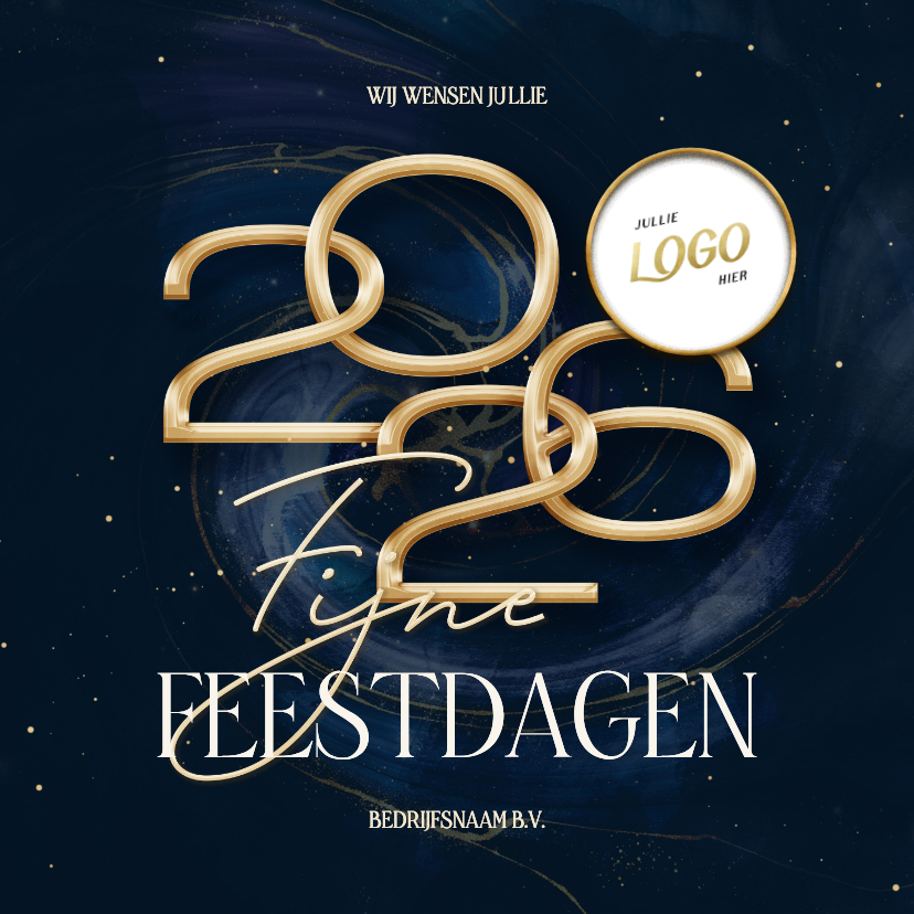 Stijlvolle 2026 zakelijke kaart met marmer swirl - Zakelijke kerstkaarten Zakelijke kerstkaarten - Stijlvolle 2026 zakelijke kaart met marmer swirl