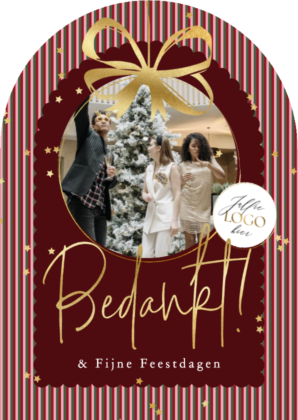 Stijlvolle kerstkaart zakelijk bedankt goud streep boog ster - Zakelijke kerstkaarten Zakelijke kerstkaarten - Stijlvolle kerstkaart zakelijk bedankt goud streep boog ster