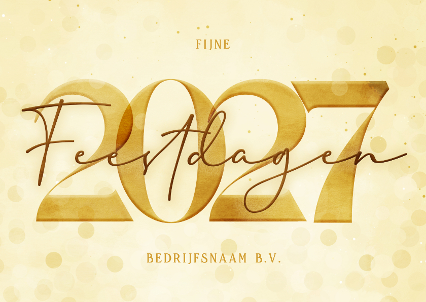 Stijlvolle kerstkaart zakelijk gouden 2027 - Zakelijke kerstkaarten Zakelijke kerstkaarten - Stijlvolle kerstkaart zakelijk gouden 2027