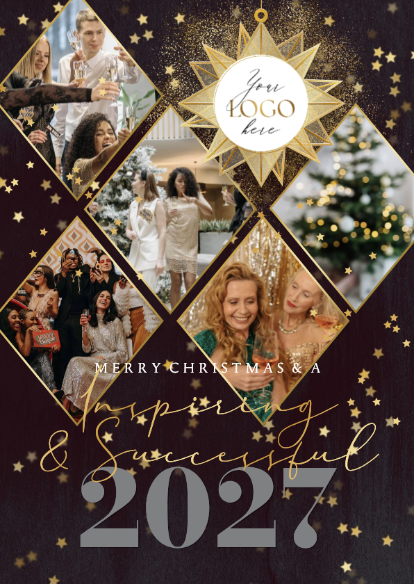 Stijlvolle kerstkaart zakelijk internationaal collage ster - Zakelijke kerstkaarten Zakelijke kerstkaarten - Stijlvolle kerstkaart zakelijk internationaal collage ster