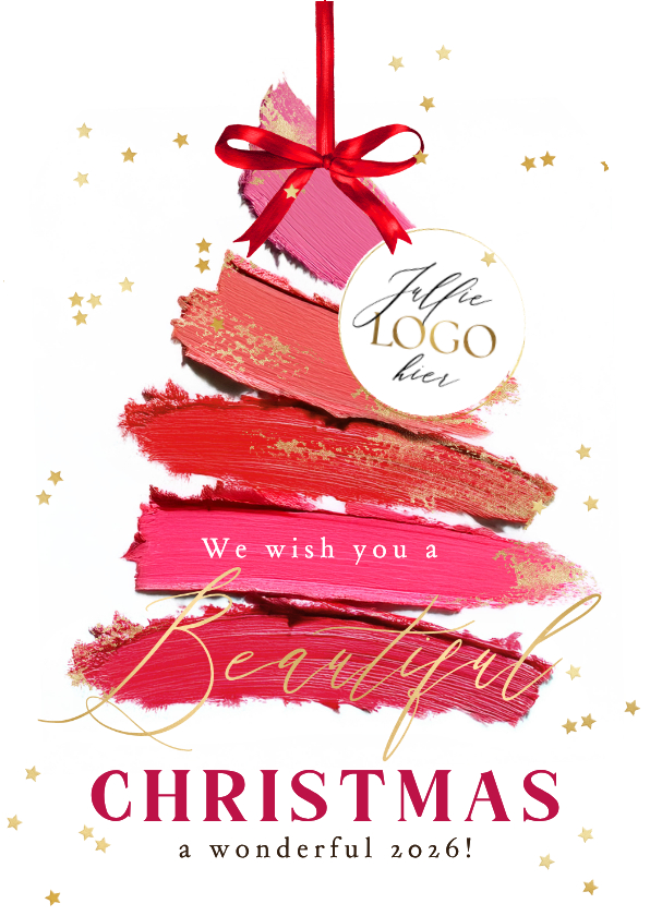 Stijlvolle kerstkaart zakelijk lipstick kerstboom goud ster - Zakelijke kerstkaarten Zakelijke kerstkaarten - Stijlvolle kerstkaart zakelijk lipstick kerstboom goud ster