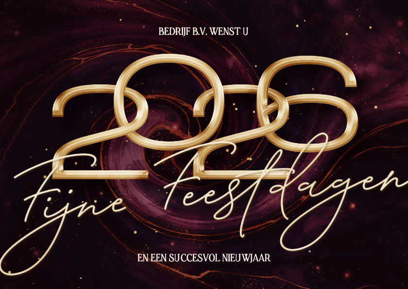 Zakelijke kerstkaarten - Stijlvolle rode zakelijke kerstkaart 2026 met marmer swirl