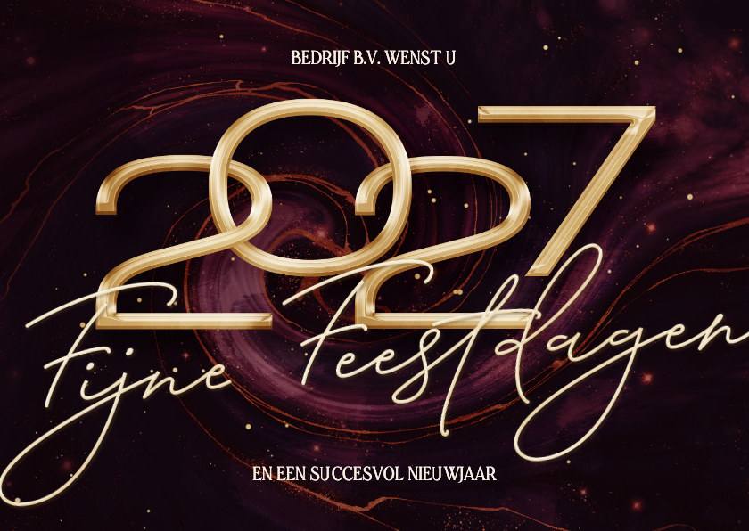 Stijlvolle rode zakelijke kerstkaart 2027 met marmer swirl - Zakelijke kerstkaarten Zakelijke kerstkaarten - Stijlvolle rode zakelijke kerstkaart 2027 met marmer swirl