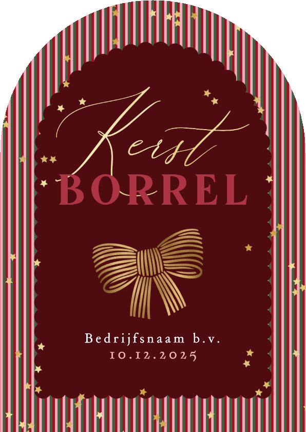 Stijlvolle uitnodiging kerstborrel zakelijk strik goud - Zakelijke kerstkaarten Zakelijke kerstkaarten - Stijlvolle uitnodiging kerstborrel zakelijk strik goud