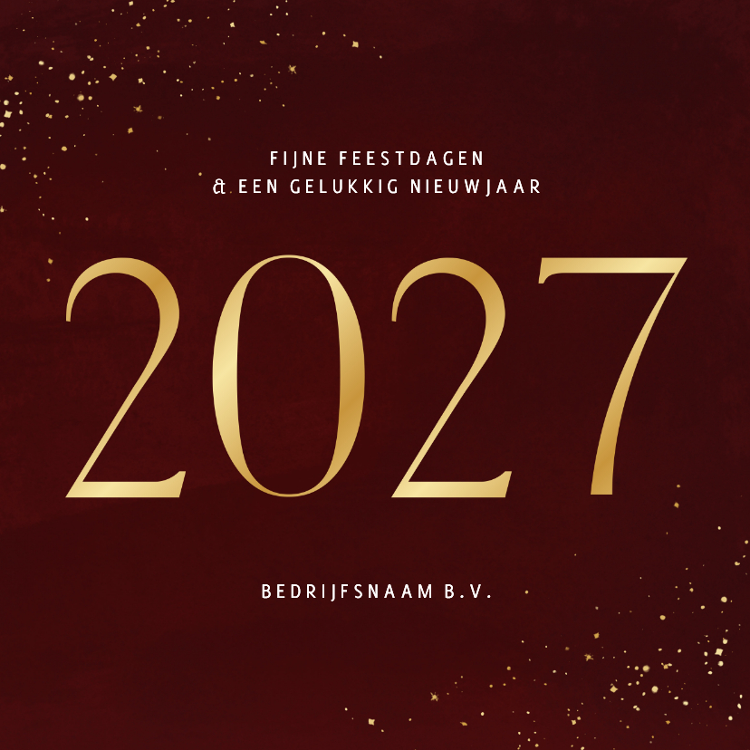 Stijlvolle zakelijke kerstkaart 2027 goud donkerrood - Zakelijke kerstkaarten Zakelijke kerstkaarten - Stijlvolle zakelijke kerstkaart 2027 goud donkerrood