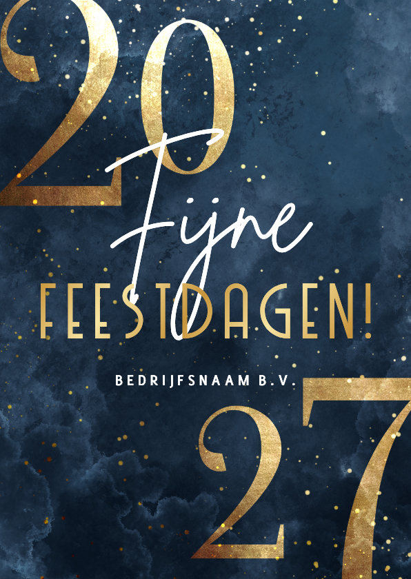 Stijlvolle zakelijke kerstkaart 2027 goudlook met sparkles - Zakelijke kerstkaarten Zakelijke kerstkaarten - Stijlvolle zakelijke kerstkaart 2027 goudlook met sparkles