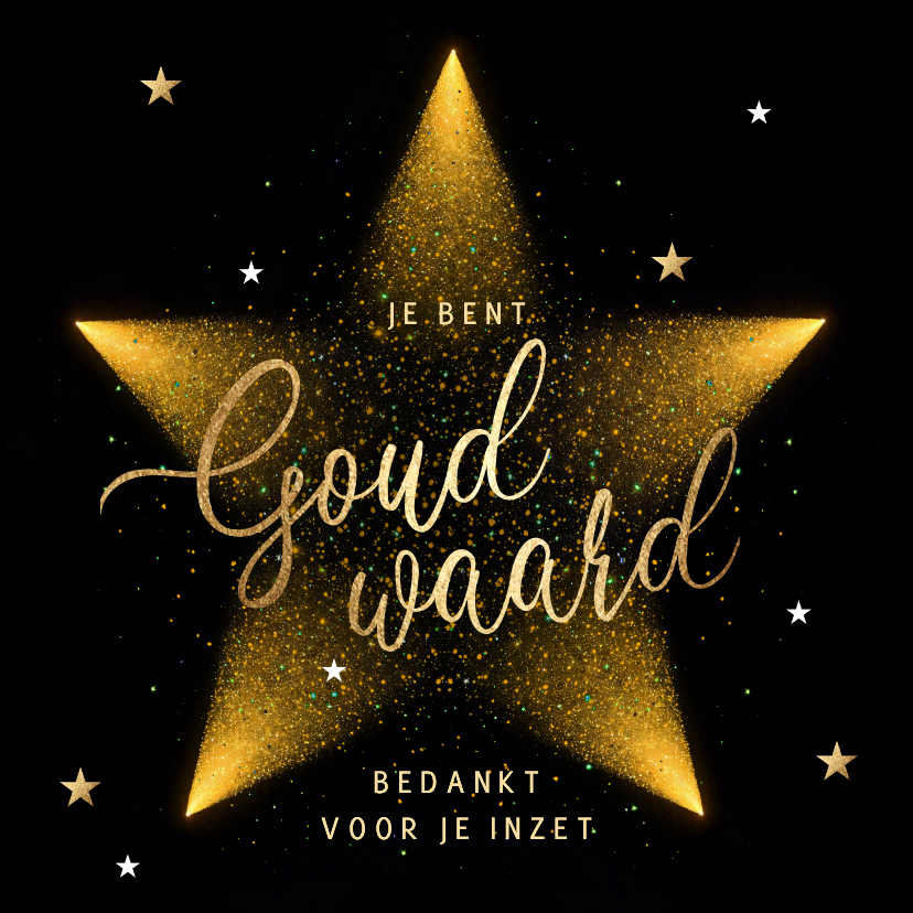 Zakelijke kerstkaarten - Stijlvolle zakelijke kerstkaart bedankt ster goud waard