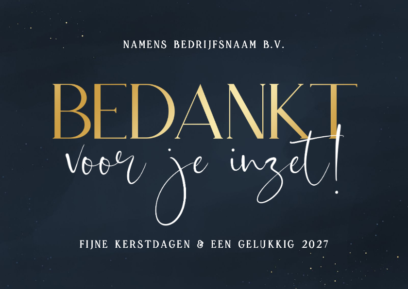 Stijlvolle zakelijke kerstkaart blauw bedankt voor je inzet - Zakelijke kerstkaarten Zakelijke kerstkaarten - Stijlvolle zakelijke kerstkaart blauw bedankt voor je inzet