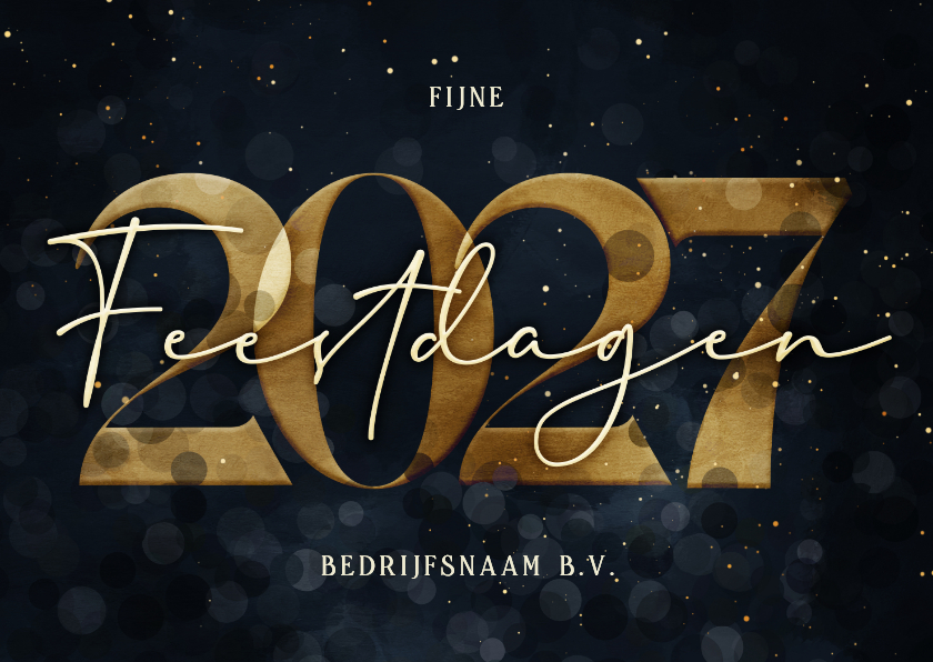 Stijlvolle zakelijke kerstkaart gouden 2027 - Zakelijke kerstkaarten Zakelijke kerstkaarten - Stijlvolle zakelijke kerstkaart gouden 2027