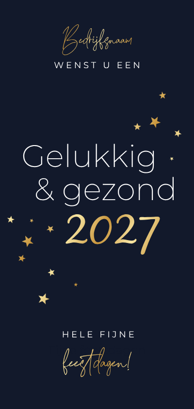Zakelijke kerstkaarten - Stijlvolle zakelijke kerstkaart gouden sterretjes 2027