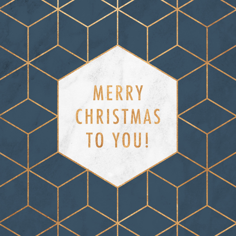 Stijlvolle zakelijke kerstkaart hexagon, marmer & typografie - Zakelijke kerstkaarten Zakelijke kerstkaarten - Stijlvolle zakelijke kerstkaart hexagon, marmer & typografie