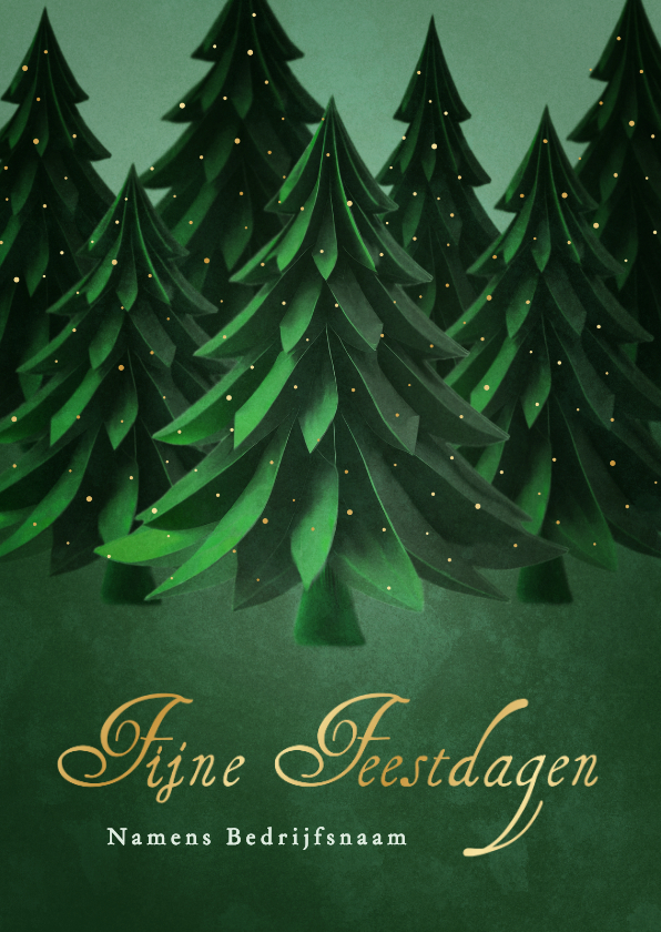 Stijlvolle zakelijke kerstkaart kerstbomen en goudfolie - Zakelijke kerstkaarten Zakelijke kerstkaarten - Stijlvolle zakelijke kerstkaart kerstbomen en goudfolie