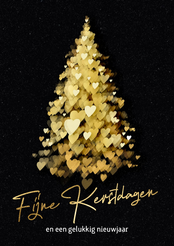 Stijlvolle zakelijke kerstkaart kerstboom gouden hartjes - Zakelijke kerstkaarten Zakelijke kerstkaarten - Stijlvolle zakelijke kerstkaart kerstboom gouden hartjes