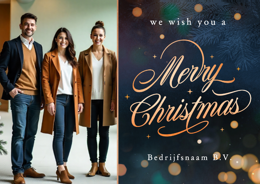 Zakelijke kerstkaarten - Stijlvolle zakelijke kerstkaart Merry Christmas met foto