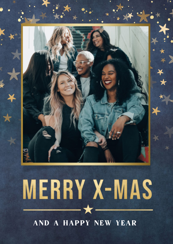 Stijlvolle zakelijke kerstkaart met goudlook sterretjes - Zakelijke kerstkaarten Zakelijke kerstkaarten - Stijlvolle zakelijke kerstkaart met goudlook sterretjes