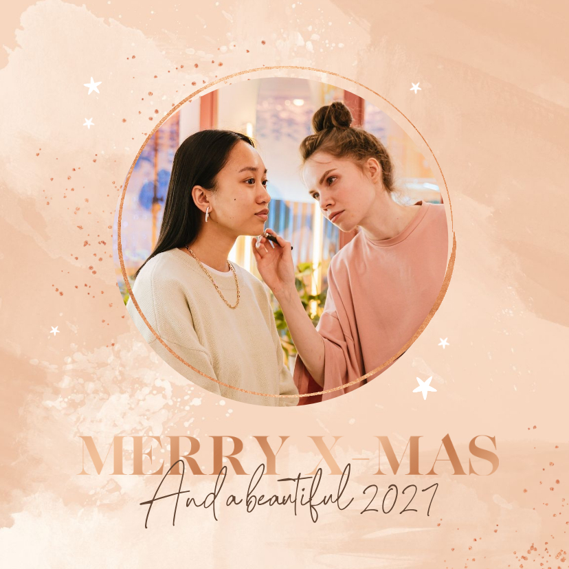 Stijlvolle zakelijke kerstkaart waterverf rose koper foto - Zakelijke kerstkaarten Zakelijke kerstkaarten - Stijlvolle zakelijke kerstkaart waterverf rose koper foto
