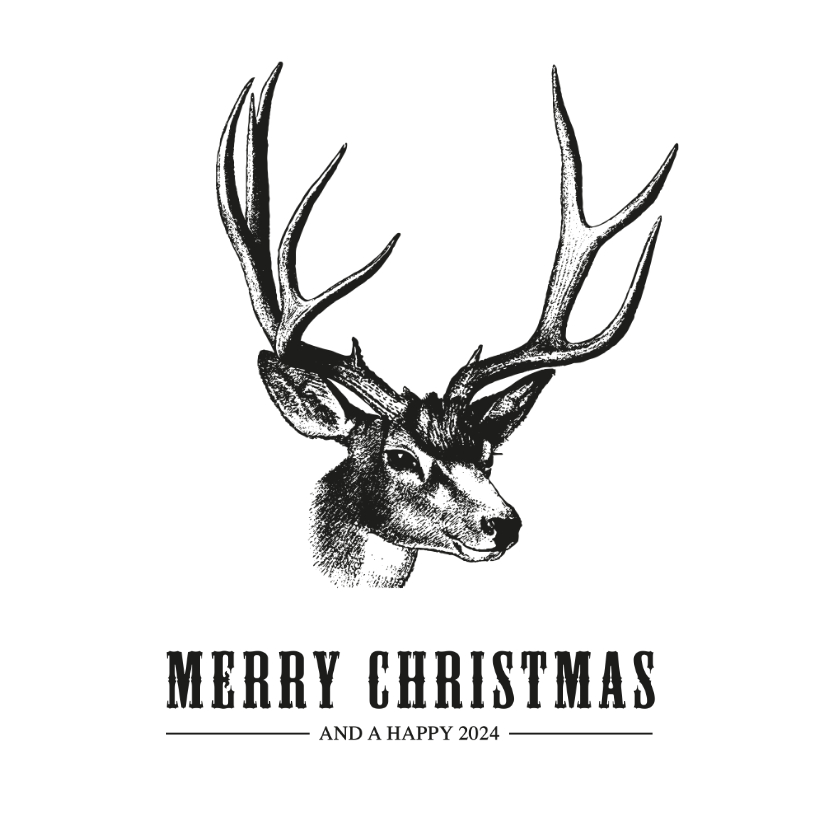 Stoere zakelijke kerstkaart met een illustratie van rendier - Zakelijke kerstkaarten Zakelijke kerstkaarten - Stoere zakelijke kerstkaart met een illustratie van rendier