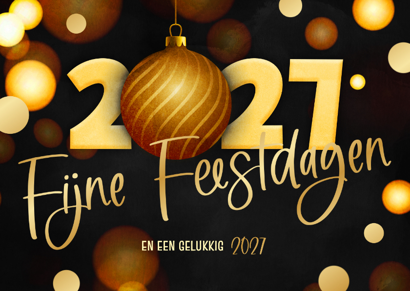 Trendy kerstkaart zakelijk 2027 kerstbal goud foliedruk - Zakelijke kerstkaarten Zakelijke kerstkaarten - Trendy kerstkaart zakelijk 2027 kerstbal goud foliedruk