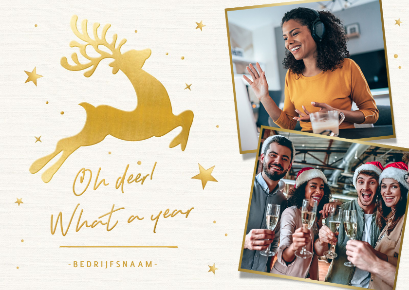 Trendy zakelijke kerstkaart oh deer what a year - Zakelijke kerstkaarten Zakelijke kerstkaarten - Trendy zakelijke kerstkaart oh deer what a year