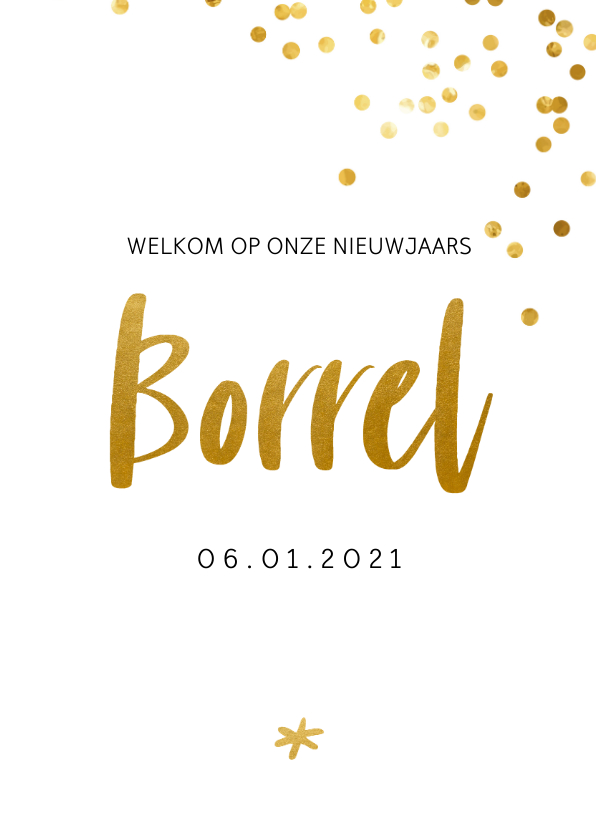 Uitnodiging borrel met gouden confetti - Zakelijke kerstkaarten Zakelijke kerstkaarten - Uitnodiging borrel met gouden confetti