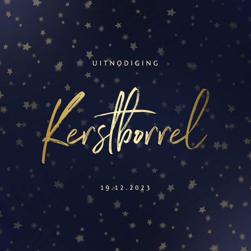 Uitnodiging kerstborrel goud met sterren - Zakelijke kerstkaarten Zakelijke kerstkaarten - Uitnodiging kerstborrel goud met sterren