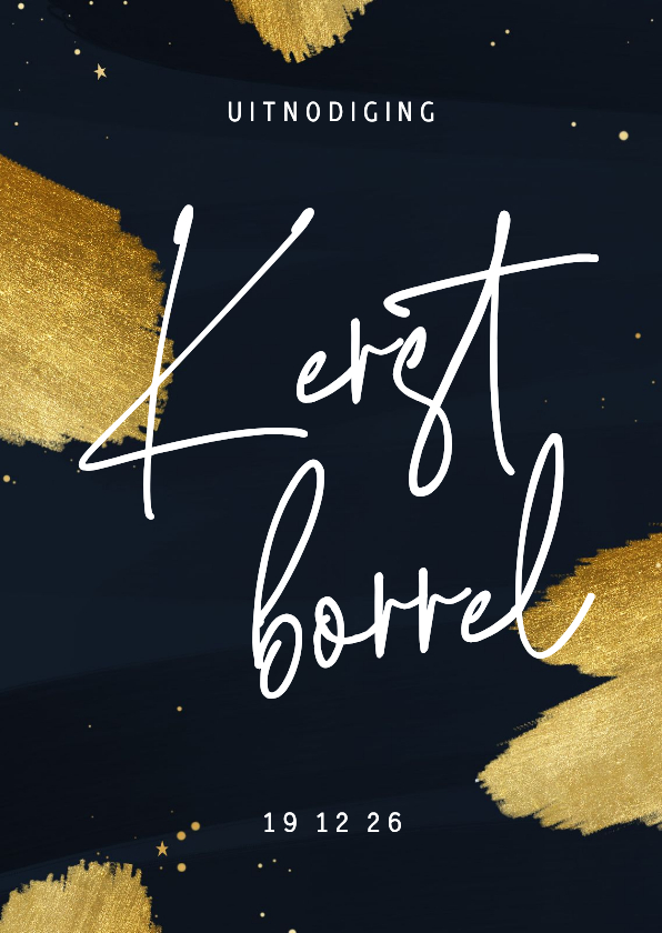 Uitnodiging kerstborrel verfstepen goud - Zakelijke kerstkaarten Zakelijke kerstkaarten - Uitnodiging kerstborrel verfstepen goud