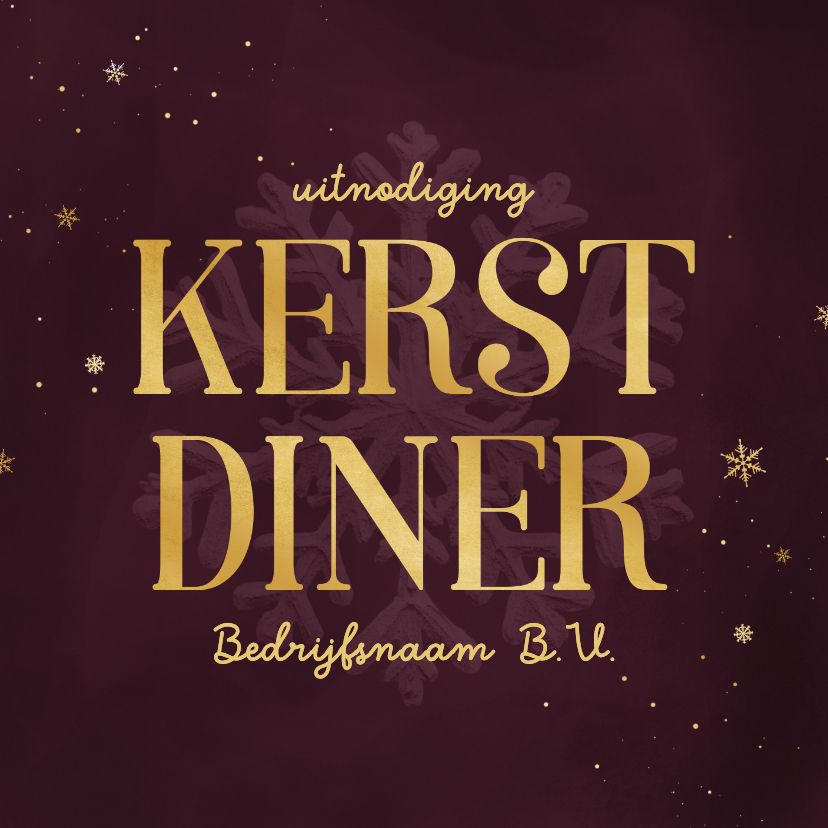 Uitnodiging zakelijke kerst paars sneeuwvlokjes goudlook - Zakelijke kerstkaarten Zakelijke kerstkaarten - Uitnodiging zakelijke kerst paars sneeuwvlokjes goudlook