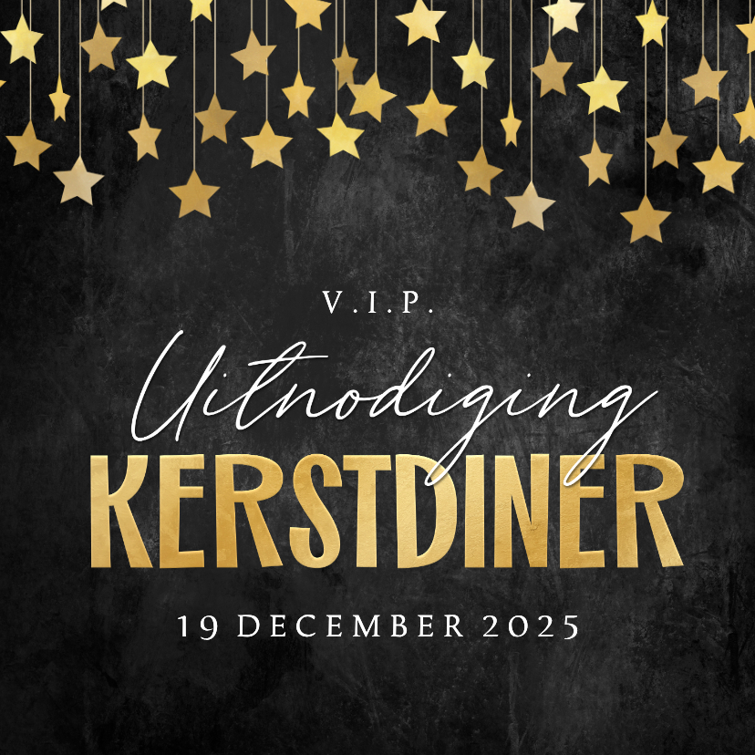 Zakelijke kerstkaarten - VIP uitnodigingskaart kerstdiner zakelijk sterren krijtbord
