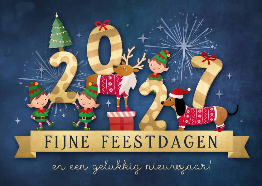 Vrolijke zakelijke kerstkaart met dieren en jaartal 2027 - Zakelijke kerstkaarten Zakelijke kerstkaarten - Vrolijke zakelijke kerstkaart met dieren en jaartal 2027