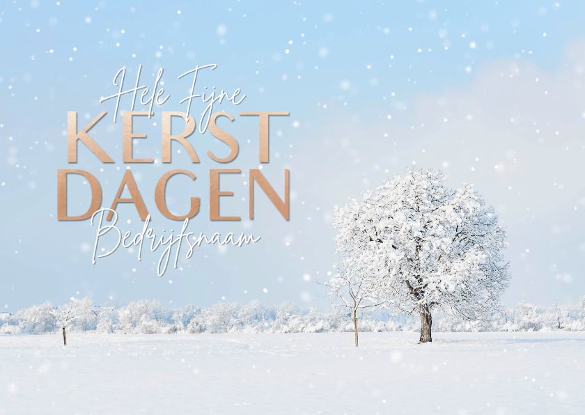 Zakelijke kerstkaarten - Winterse zakelijke kerstkaart met een boom in de sneeuw