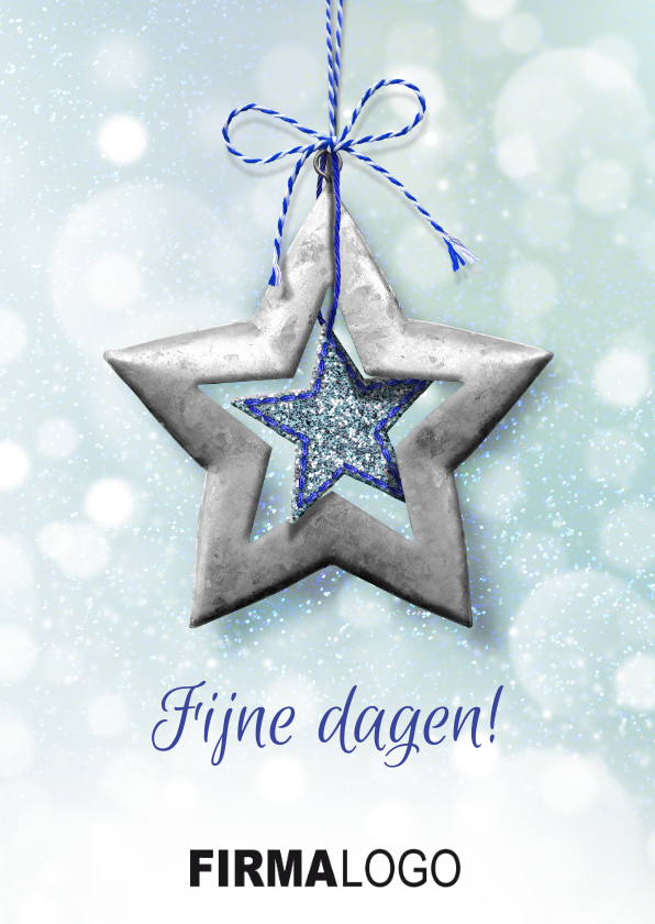 Zakelijke kerstkaarten - YVON ster blauw bling