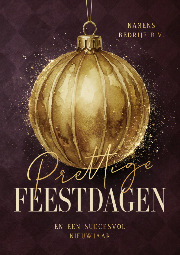 Zakeijke kerstkaart met gouden kerstbal en foliedruk - Zakelijke kerstkaarten Zakelijke kerstkaarten - Zakeijke kerstkaart met gouden kerstbal en foliedruk