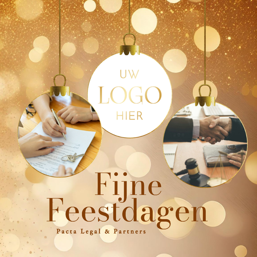 Zakelijk kerstkaart met 3 foto's kerstballen en glitters - Zakelijke kerstkaarten Zakelijke kerstkaarten - Zakelijk kerstkaart met 3 foto's kerstballen en glitters