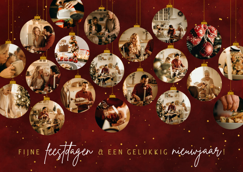 Zakelijk kerstkaartje met 20 kerstballen met foto's - Zakelijke kerstkaarten Zakelijke kerstkaarten - Zakelijk kerstkaartje met 20 kerstballen met foto's