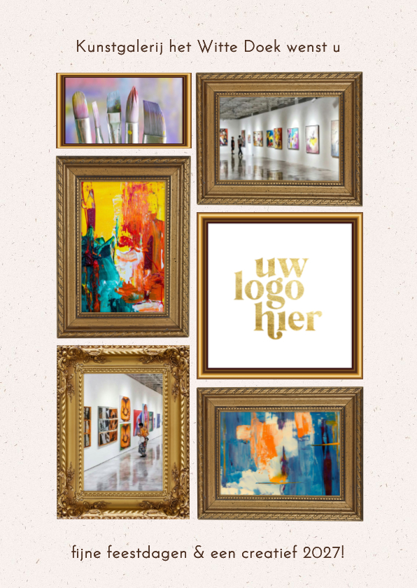 Zakelijk kerstkaartje met foto's in klassieke lijsten logo - Zakelijke kerstkaarten Zakelijke kerstkaarten - Zakelijk kerstkaartje met foto's in klassieke lijsten logo