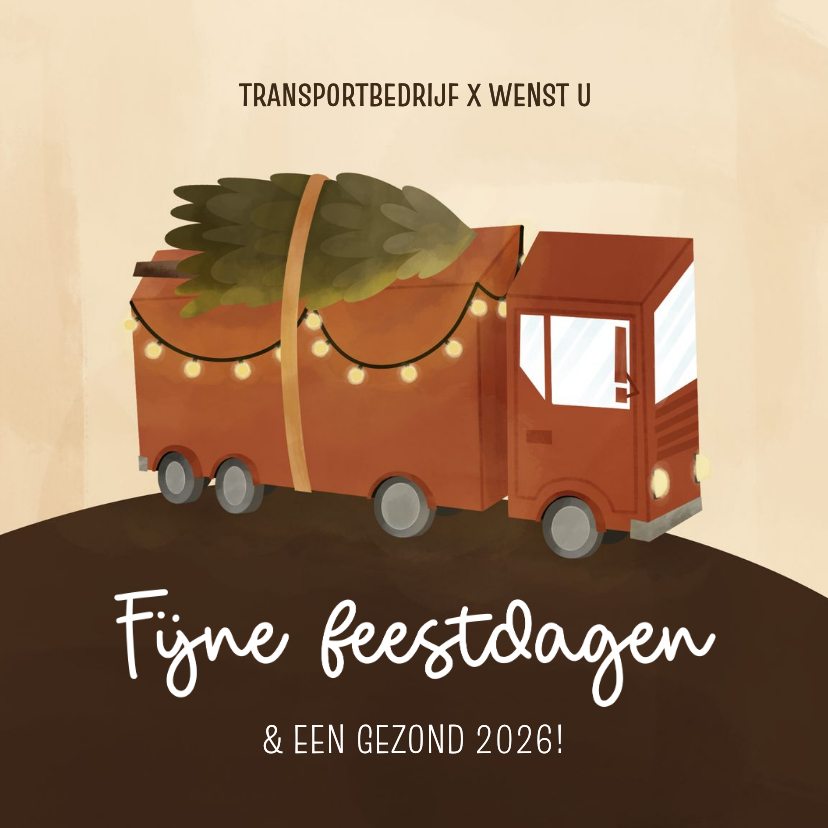 Zakelijke kerstkaarten - Zakelijk kerstkaartje met vrachtwagen fijne feestdagen