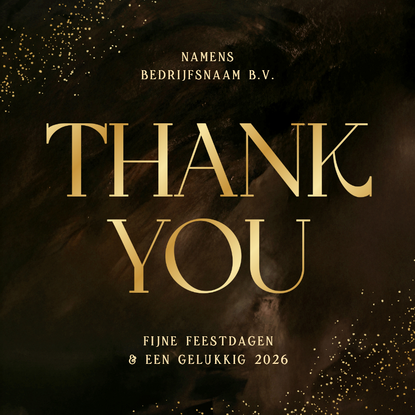 Zakelijke kerstkaarten - Zakelijk kerstkaartje thank you goud bruin waterverf 