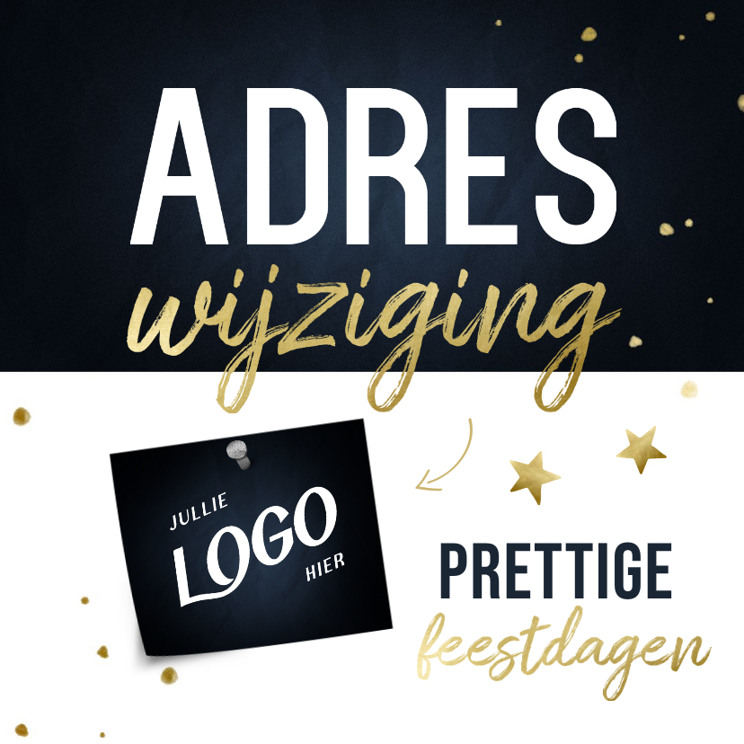 Zakelijke adreswijziging kerstkaart met sterren en papiertje - Zakelijke kerstkaarten Zakelijke kerstkaarten - Zakelijke adreswijziging kerstkaart met sterren en papiertje