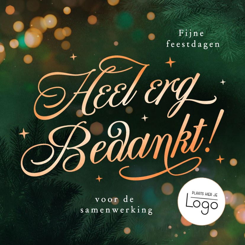 Zakelijke bedankt kerstkaart met lichtjes en logo - Zakelijke kerstkaarten Zakelijke kerstkaarten - Zakelijke bedankt kerstkaart met lichtjes en logo
